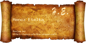 Hencz Etelka névjegykártya
